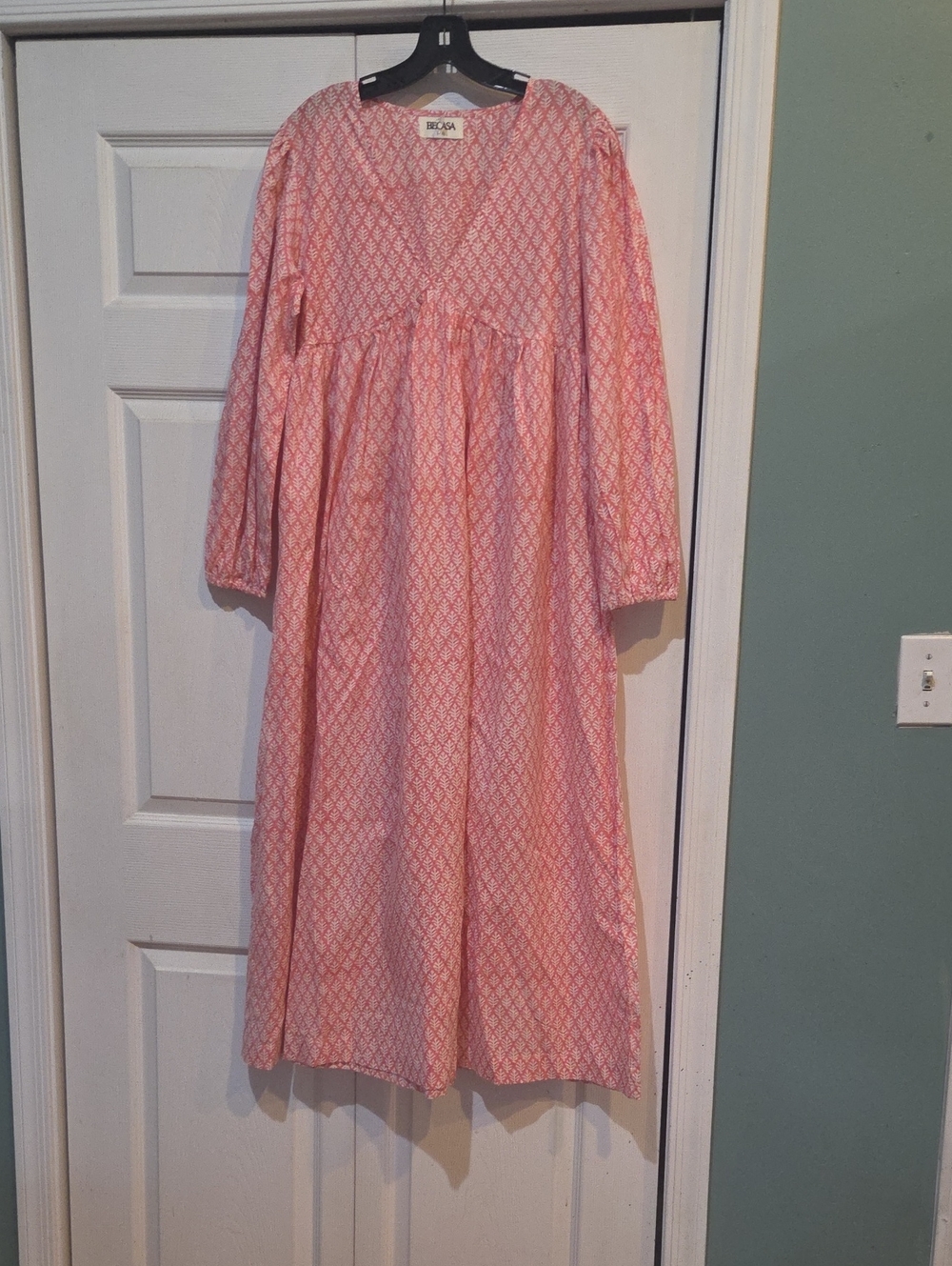 BECCA Pink Patterned V-Neck Maxi Dress
